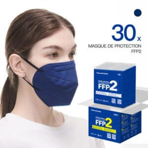 FlameBrother Masque de Protection FFP2 Bleu Certifié CE FFP2 Masque FFP2 Adulte Couleur Bleu 30 Pièces