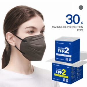 FlameBrother Masque de Protection FFP2 Gris Certifié CE FFP2 Masque FFP2 Adulte Couleur Gris 30 Pièces