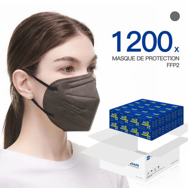 FlameBrother Masque de Protection FFP2 Certifié CE Masque FFP2 Adulte Couleur Gris 1200 Pièces