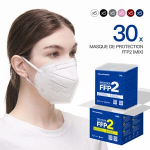 FlameBrother Masque de Protection FFP2 MIX Certifié CE FFP2 Masque FFP2 Adulte Couleur MIX 30 Pièces