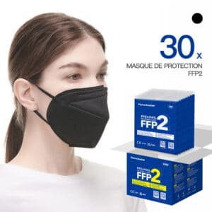FlameBrother Masque de Protection FFP2 Noir Certifié CE Masque FFP2 Adulte Couleur Noir 30 Pièces